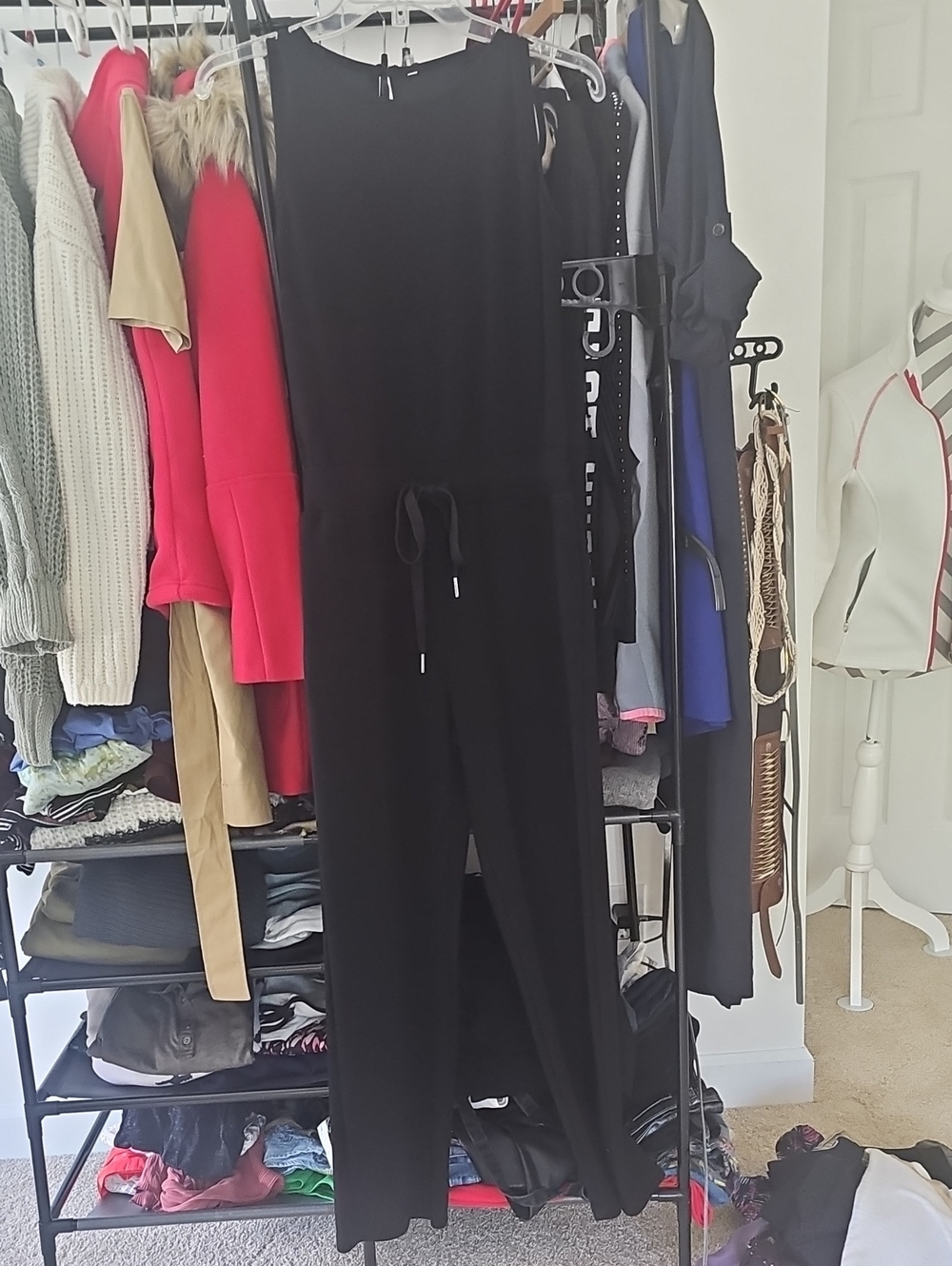 Classic Black Sleeveless Drawstring Jumpsuit